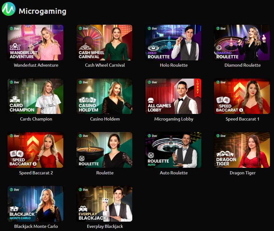Halaman permainan live casino dengan dealer langsung